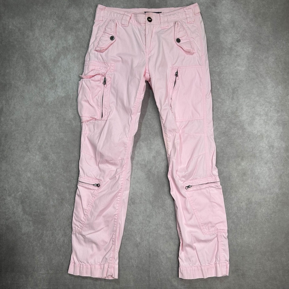 RARE Vtg 90s Polo Ralph Lauren Baby Pink Paratrooper Cargo Pants Sz 6 (31" x 32)